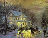 Thomas Kinkade HOME FOR THE HOLIDAYS painting